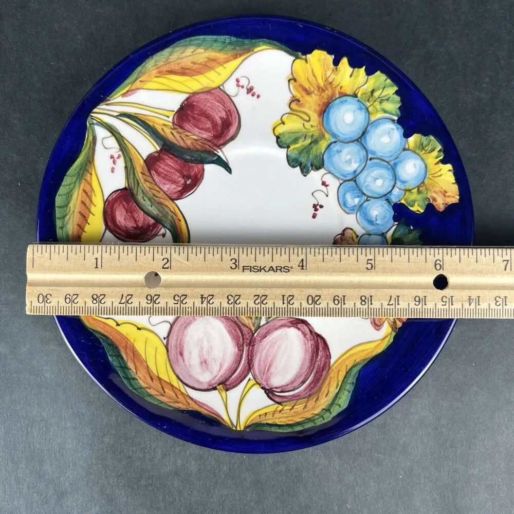 Italian Hand Painted Ravello Pottery Cup Saucer Plate Set Da‎ Lena Fruit Design